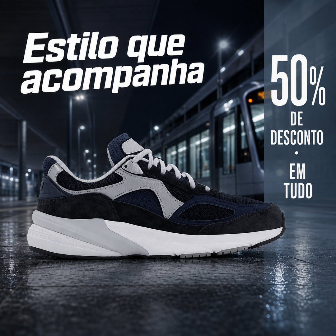 Zapatillas negras en un cartel cuadrado